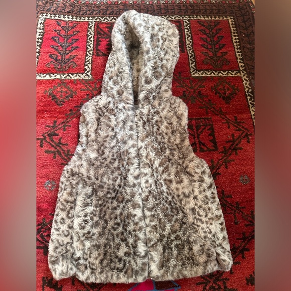 Zara girls leopard print hooded zip up vest - Picture 1 of 6